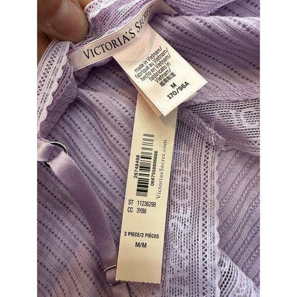 NWT Victoria's Secret Purple Lace-Trim Pointelle Cami & Shorts Set Size Medium - Picture 7 of 10